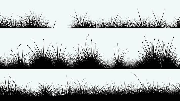 black grass silhouettes in set on white