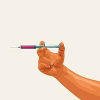 hands with syringe on white background vector