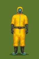 man in yellow hazard suit vector