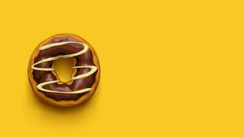 chocolate donut top view on yellow vector