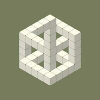 optical illusion white cube in isometric view vector