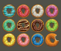 big donuts set on dark vector