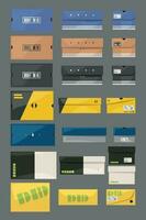 sneakers boxes in set isolated on gray vector