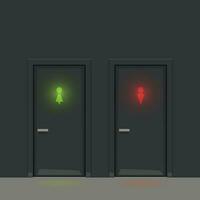 two black wc doors shining silhouettes vector