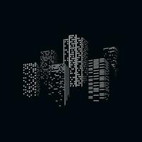 city skyscrappers skyline silhouette on dark back vector