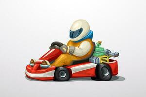 karting with driver on white vector