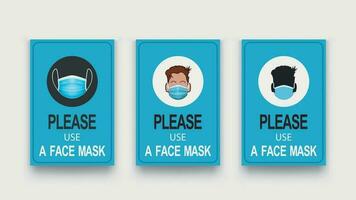 various wearing face masks banners in set vector