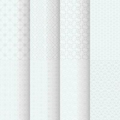 white color classic geometrical seamless patterns set