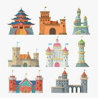 different castles simple style set on white vector