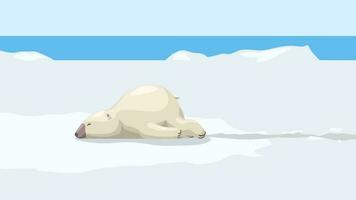 linda divertido blanco oso en nieve vector