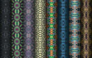 Colorful fabric design Set of Modern vintage red blue black repeated pattern for allover print and textile industry, Collection of geometric repeated patterns design, bundle, fabric texture background vector