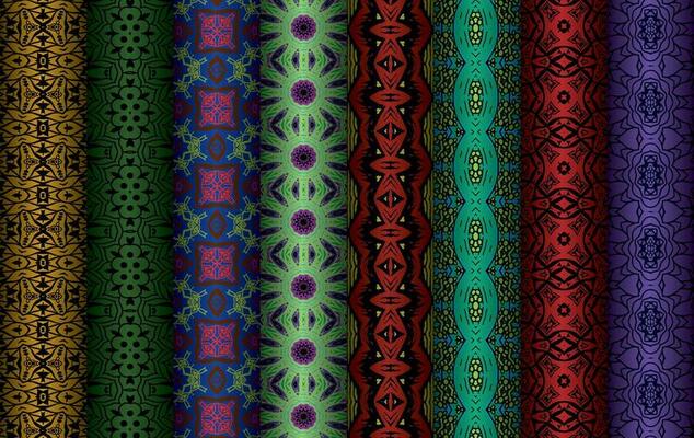 Colorful fabric design Set of Modern vintage red blue black repeated pattern for allover print and textile industry, Collection of geometric repeated patterns design, bundle, fabric texture background