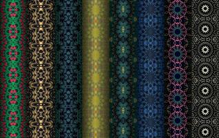 Colorful fabric design Set of Modern vintage red blue black repeated pattern for allover print and textile industry, Collection of geometric repeated patterns design, bundle, fabric texture background vector