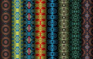 Colorful fabric design Set of Modern vintage red blue black repeated pattern for allover print and textile industry, Collection of geometric repeated patterns design, bundle, fabric texture background vector