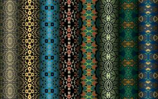 Colorful fabric design Set of Modern vintage red blue black repeated pattern for allover print and textile industry, Collection of geometric repeated patterns design, bundle, fabric texture background vector