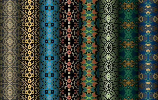 Colorful fabric design Set of Modern vintage red blue black repeated pattern for allover print and textile industry, Collection of geometric repeated patterns design, bundle, fabric texture background