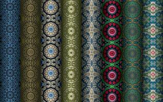 Colorful fabric design Set of Modern vintage red blue black repeated pattern for allover print and textile industry, Collection of geometric repeated patterns design, bundle, fabric texture background vector
