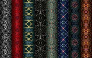 Colorful fabric design Set of Modern vintage red blue black repeated pattern for allover print and textile industry, Collection of geometric repeated patterns design, bundle, fabric texture background vector