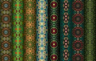 Colorful fabric design Set of Modern vintage red blue black repeated pattern for allover print and textile industry, Collection of geometric repeated patterns design, bundle, fabric texture background vector