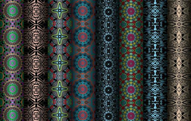 Colorful fabric design Set of Modern vintage red blue black repeated pattern for allover print and textile industry, Collection of geometric repeated patterns design, bundle, fabric texture background