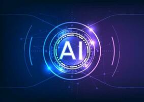 Smart artificial intelligence technology that is used to help humans, with the element of the letter ai Inside the technology circle on the back are interlocking lines. vector