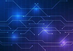 resumen tecnología antecedentes. caóticamente apilado circuito tablero líneas con horizontal rayas cubrir, crear un cautivador composición. conjunto en un fascinante Violeta Azul tono. vector
