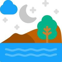 Night Landscape Vector Icon Design