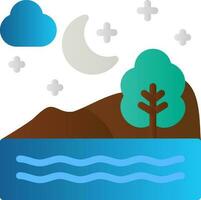 Night Landscape Vector Icon Design