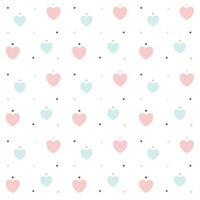 Seamless pattern with blue and pink hearts with dots. Valentine's day background.Vector illustration vector