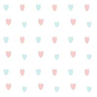 Seamless pattern with pink and blue hearts on white background. Vector illustration.