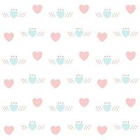 Seamless vector pattern with hearts and  wing. Valentines Day background.