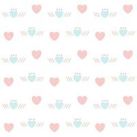 Seamless vector pattern with hearts and  wing. Valentines Day background.