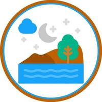 Night Landscape Vector Icon Design