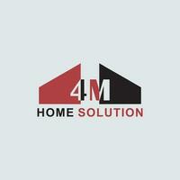 Letter 4M logo home solution vector