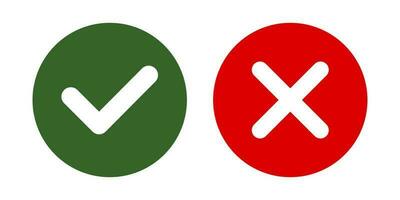 check mark and x mark icon vector