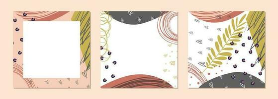 set of creative abstract square art template, for social media post vector