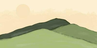 green hills scenery vector illustration