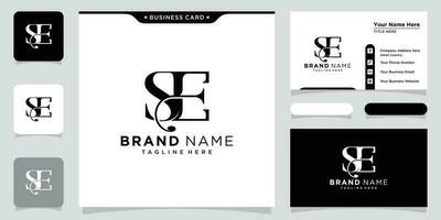 Alphabet letters Initials Monogram logo SE or ES with business card design vector