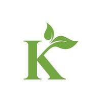 K letter logo design with a combination of leaves vector