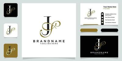 Initial letter JS luxury Logo design Vector with business card design