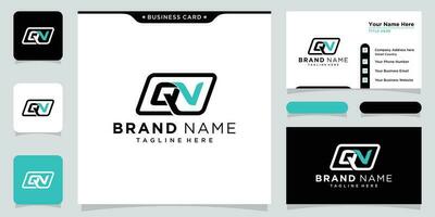 Initial Letter QN logo design template with business card design vector
