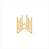 Abstract letter W logo design template technology electronics digital dot connection cross vector logo icon logotype