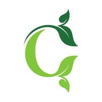Combination of leaf and initial letters C logo design vectors