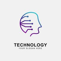 Head tech logo, robotic technology logo template logo design inspiration vector