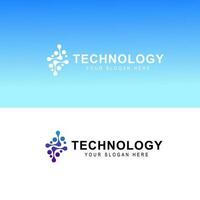 technology connection with abstract dot, molecule and system logo template. vector
