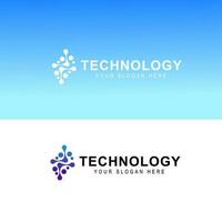 technology connection with abstract dot, molecule and system logo template. vector