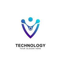 Abstract technology logo, design concept, emblem, icon, flat logotype element for template. vector