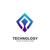 Abstract technology logo, design concept, emblem, icon, flat logotype element for template. vector