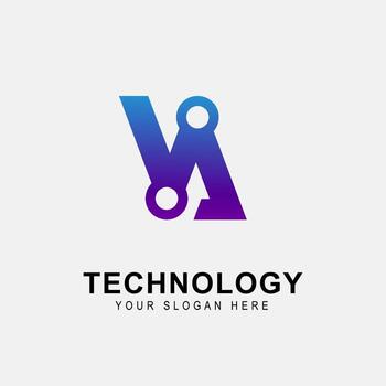 inicial logo Virginia tecnología robot conexión, innovación y sistema logo modelo. vector