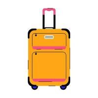 Travel suitcase with wheels. Luggage for tourism concept. Flat vector illustration isolated on white background.